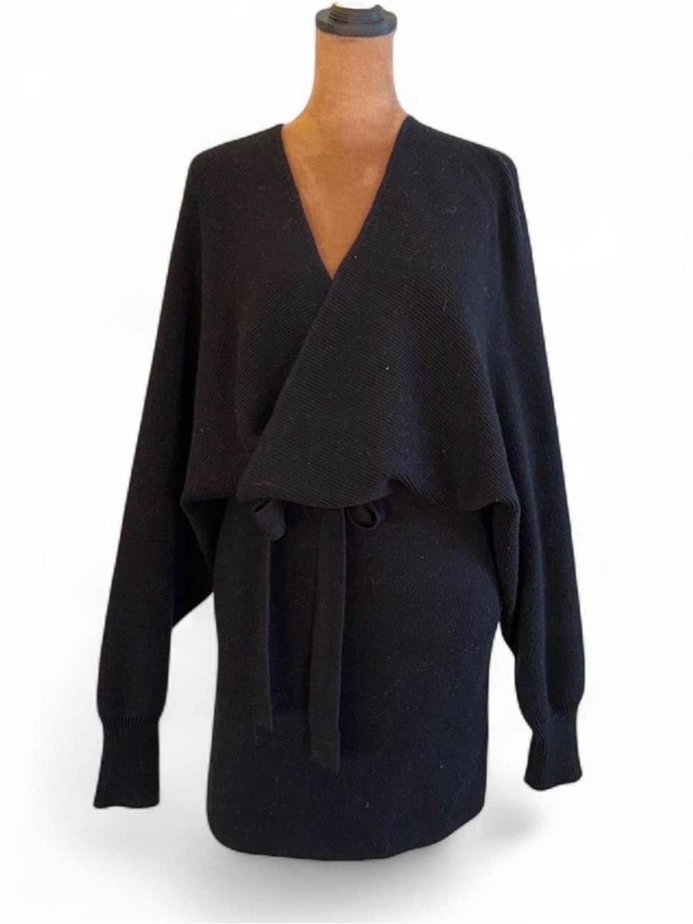Black V-Neck Bodycon Sweater Dress - Women's Knit Gianni Bini Winter